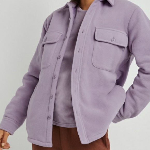 Size Large Aritzia Tna Polar Fleece Quilted Jacket Shacket Purple